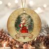 Bomehhjuli Farmhouse Decor Santa Christmas Ornament Winter Holiday Ceramic Keepsake 3.2 Inch with Gold String Funny Wedding Decoration Ornaments Engagement Newlywed Holiday Keepsake Decor view 3