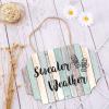 Alioyoit Rustic Christmas Wooden Pallet Sign Plaque Sweater Weather Classic Style Wooden Plank Board Home Sign Wall Hanging Decor for Tabletop Christmas Xmas Decoration view 3