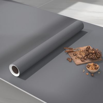VIOPVERY Contact Paper 15.7"x197" Solid Grey Wallpaper Peel and Stick Wall Paper Waterproof Easily Removable Self-Adhesive Film Wall Covering for Kitchen Countertop and Cabinet Shelf Liner Decorative