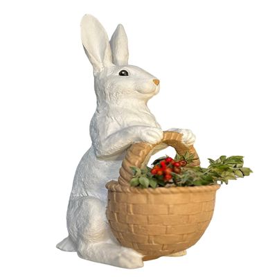 Basket bunny (16.2 inch, trick or treat statue, rabbit sculpture, craft dcor, handmade Garden Decoration) Mukemel Designs - BTC0052
