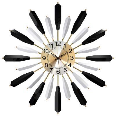 Large Sunburst Metal Wall Clock, Large Mid Century Modern Wall Clock, Modern Silent Battery Clock Pop Color Quartz Clocks Decorative Living Room and Bedroom, A / 60cm (24 inch)