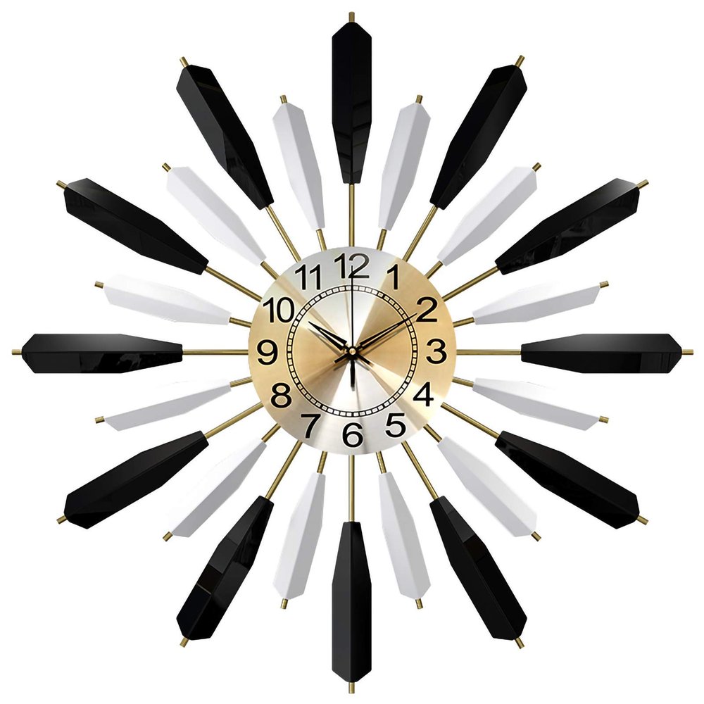 Large Sunburst Metal Wall Clock, Large Mid Century Modern Wall Clock, Modern Silent Battery Clock Pop Color Quartz Clocks Decorative Living Room and Bedroom, A / 60cm (24 inch)