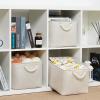 Bidtakay Baskets Collapsible Large Toy Storage Baskets for Organizing Set of 3 Closet Organizer Linen Cream Storage Bins 15 X 11 X 9.5 Inch Shelf Organizer Bins for Nursery Storage (Light Beige) view 3