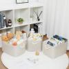 Bidtakay Baskets Collapsible Large Toy Storage Baskets for Organizing Set of 3 Closet Organizer Linen Cream Storage Bins 15 X 11 X 9.5 Inch Shelf Organizer Bins for Nursery Storage (Light Beige) view 4