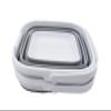 SAMMART 10L (2.6 Gallon) Collapsible Rectangular Handy Basket/Bucket (White/Grey (Set of 2)) view 3