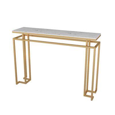 AHRITA Rectangular Console Table, Gold Sofa Tables, Open Hallway Table, Narrow Entryway Table with Iron Frame, 31.411.831.4 Inches