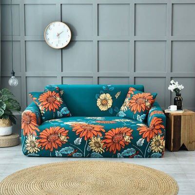 1-Piece Fit Stretch Sofa Cover, Sofa Slipcover Elastic Fabric Printed Pattern Chair Couch Settee Sofa Covers Universal Fitted Furniture Cover 1/2/3/4 Seater Protector Covers ( Color : #27 , Size : 57i