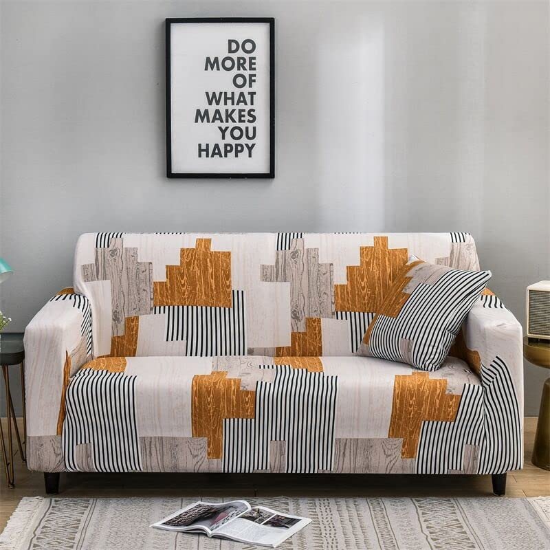 1-Piece Fit Stretch Sofa Cover, Sofa Slipcover Elastic Fabric Printed Pattern Chair Couch Settee Sofa Covers Universal Fitted Furniture Cover 1/2/3/4 Seater Protector Covers ( Color : #4 , Size : 35in
