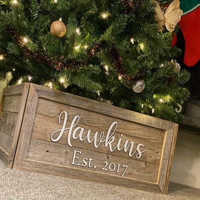 Rockin' Wood Custom Barnwood Christmas Tree Box Made with Real Rustic Reclaimed Wood in The USA - Tree Collar dcor Urban Farmhouse Style