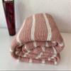 BONPERLA Muslin Blanket 100% Cotton, 4 Layers Bedspread, Soft Turkish Cotton Muslin Bed Cover, Reversible Coverlet, Striped Brick Red (Full/Queen Size 91x95-230x240cm) view 4