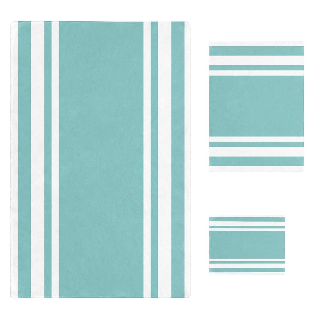 IDOWMAT Microfiber Highly Absorbent Men Women Face Wash Household Towel Set 3 Pack, Solid Color Lines Soft Quick Dry Towel for Hotel Pool Gym