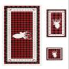 IDOWMAT Soft 3-Piece Towels for Bathroom - Premium Polyester Towel Set - Absorbent Quick Drying Bath Hand Washcloth Towels - Christmas Elk Black Red Lattice Background view 1