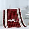 IDOWMAT Soft 3-Piece Towels for Bathroom - Premium Polyester Towel Set - Absorbent Quick Drying Bath Hand Washcloth Towels - Christmas Elk Black Red Lattice Background view 3