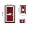 IDOWMAT Soft 3-Piece Towels for Bathroom - Premium Polyester Towel Set - Absorbent Quick Drying Bath Hand Washcloth Towels - Christmas Elk Black Red Lattice Background view 4