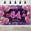 64th Birthday Decorations for Girls Happy Birthday Banner Pink Decorations for A Party Birthday Backdrop for Women view 1