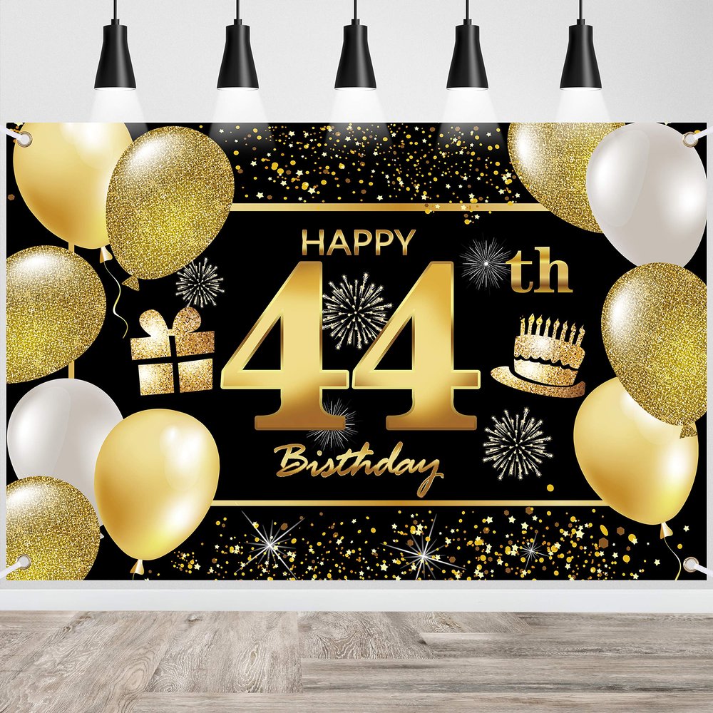 44th Happy Birthday Banner - Decorations for Men's Party Backdrop