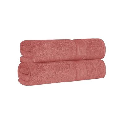 2-Piece Solid Pink Color Soft Cotton Bath Towels 23 in. L X 17 in. W X 14 in. H Size, Highly Absorbent, Warm and Thick, Incredibly Plush and Fluffy | Pretty Blush Shade, Dobby Border, Quick Dry