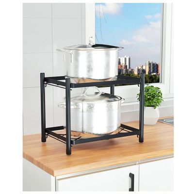ALSODI Black Multi-Storey Kitchen Storage Pot Rack Creative Floor Rotatable Kitchen Shelf,38 * 26.5 * 27cm