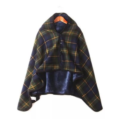 Thickening Old Man Shawl Wheelchair, Plus Velvet Thickened Plaid Shawl Scarf with Buttons Soft Super Warm Lightweight Wheelchair Blanket for Lap Bed Sofa Office