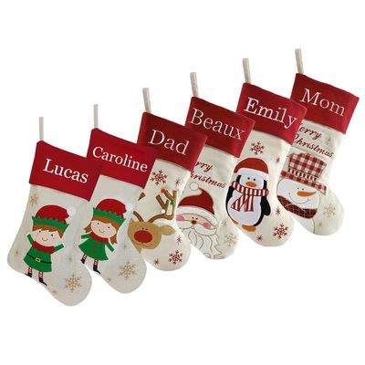 WEWILL Set of 6, 18'' Personalized Christmas Stockings with Embroidery Technology Xmas HolCustomized Stockings iday Gifts for Family Kids