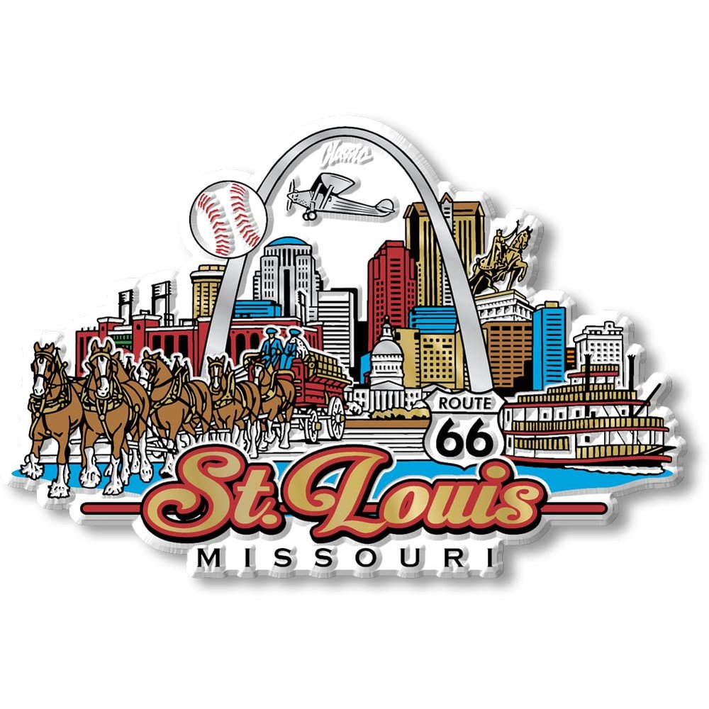 St. Louis, Missouri City Magnet by Classic Magnets, 3D Rubber Vintage-Style Collectible Souvenirs and Gifts Made in the USA, 4.32" x 2.89"