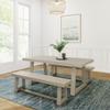 Plank+Beam Classic Wood Dining Table Set, Solid Wood Dining Table with 2 Benches for Dining Room/Kitchen, Seashell Wirebrush view 1