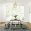 Plank+Beam Classic Wood Dining Table Set, Solid Wood Dining Table with 2 Benches for Dining Room/Kitchen, Seashell Wirebrush view 2
