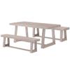 Plank+Beam Classic Wood Dining Table Set, Solid Wood Dining Table with 2 Benches for Dining Room/Kitchen, Seashell Wirebrush view 3