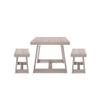 Plank+Beam Classic Wood Dining Table Set, Solid Wood Dining Table with 2 Benches for Dining Room/Kitchen, Seashell Wirebrush view 4