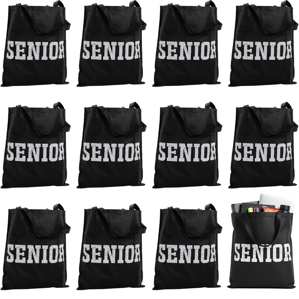 Fun Express 15" x 17" Large Senior Nonwoven Tote Bags - 12 Pieces