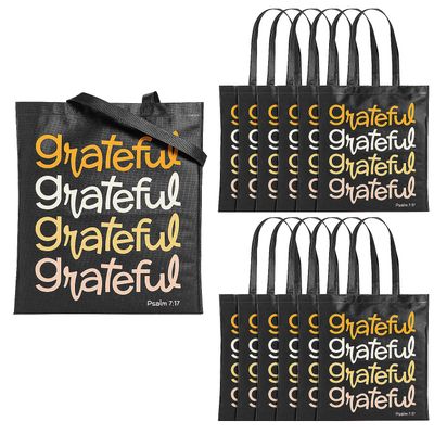 Fun Express 15 x 17 Large Grateful Psalm 7:17 Nonwoven Tote Bags - 12 Pieces