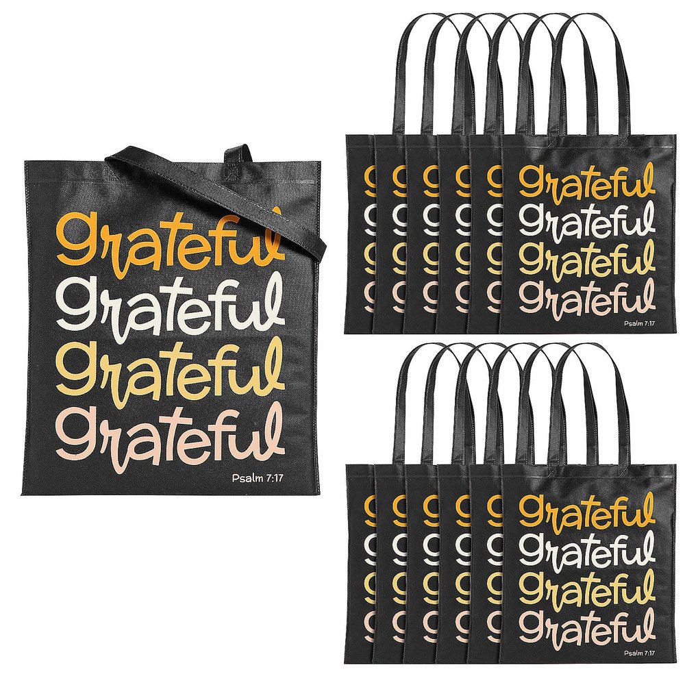 Fun Express 15 x 17 Large Grateful Psalm 7:17 Nonwoven Tote Bags - 12 Pieces