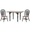 Sunset Trading Selections 3 Piece 48" Rectangular Extendable Dining Windsor Arrowback Chairs | Drop Leaf Table Solid Wood Dinette Set, 3 Size Expandable, Seats 4, Distressed Antique Black with Cherry view 1