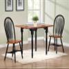 Sunset Trading Selections 3 Piece 48" Rectangular Extendable Dining Windsor Arrowback Chairs | Drop Leaf Table Solid Wood Dinette Set, 3 Size Expandable, Seats 4, Distressed Antique Black with Cherry view 2