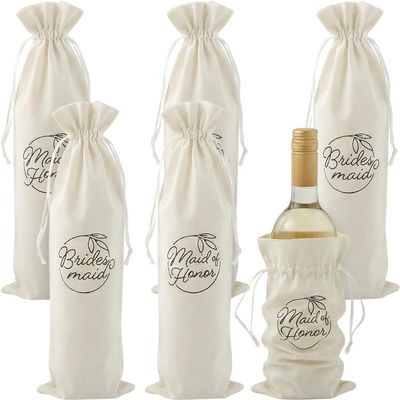 Fun Express Maid of Honor & Bridesmaid Wine Drawstring Bags - 6 Pieces