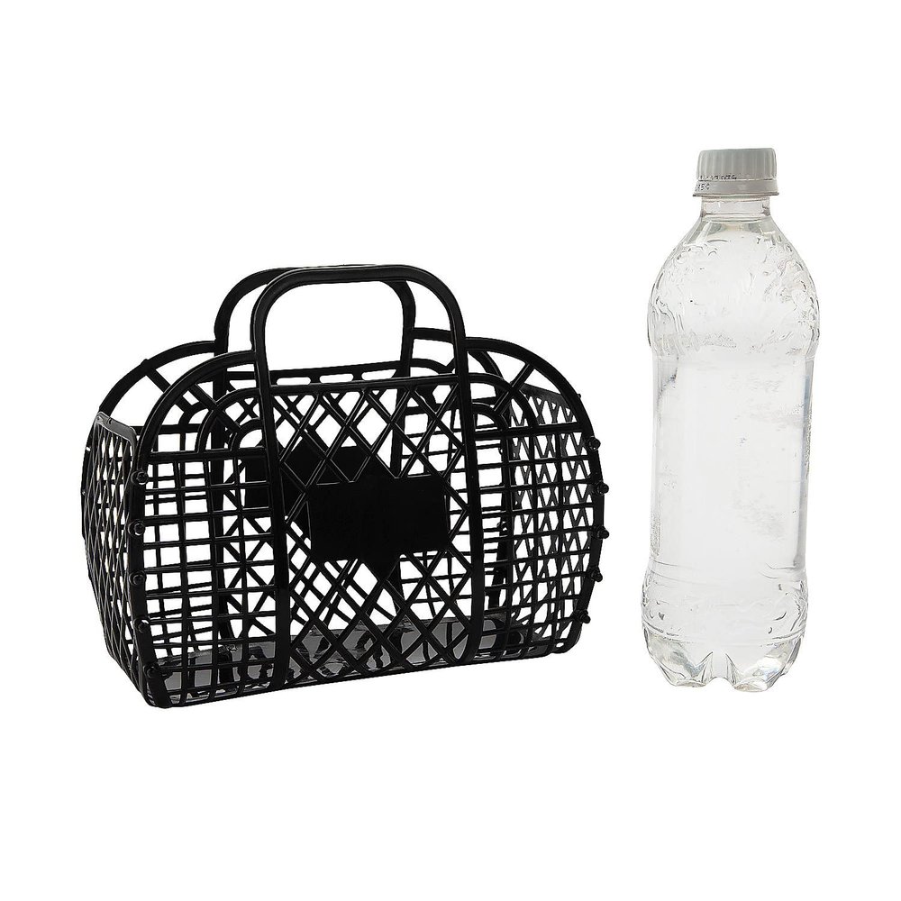 Fun Express 7 3/4" x 3 3/4" x 6 1/2" Small Black Plastic Jelly Tote Bags 6 Pieces