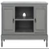 SAFAVIEH Haines TV Stand for up to 55" Flatscreen  Distressed Grey, 2 Doors with Interior Storage, 2 Open Shelves, Entertainment Media Console (MED5709B) view 3