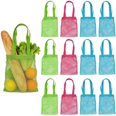 Fun Express 10" x 12" Medium Beach Mesh Polyester Tote Bags  12 Pieces