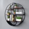 Drsyffsup Round Floating Shelves Wall Mounted Hanging Shelf Rustic Farmhouse Wall Storage Decor Rack for Living Room,Bedroom,Bathroom,Kitchen | Metal Bracket and Natural Wood (Size : 68x16x68cm) view 3
