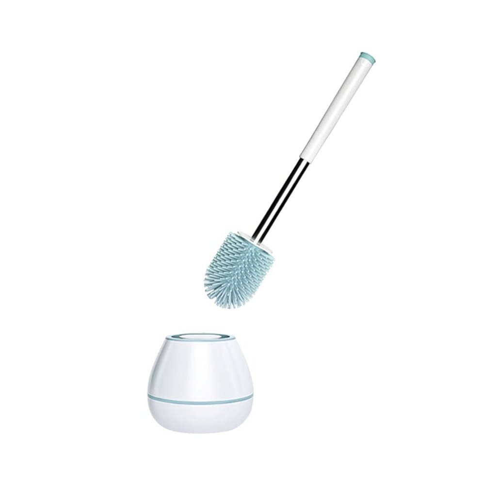 KIZQYN Toilet Brush Toilet Brush Holder Household Floor Soft Hair Toilet Bowl Brush Bathroom Toilet Cleaning Brush Stainless Steel Long Handle Toilet Brushs 1 Set Toilet Cleaner Brush