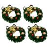 4Pcs Mini Christmas Wreaths Small Wreath for Craft Dollhouse Garland Winter Snow Ornaments with Gold Bells Red Berries for Cabinet Windows Kitchen Festive Decor view 1