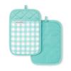 KitchenAid Gingham Pot Holder 2-Pack Set, Aqua Sky, 7"x10" view 1