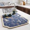 Lifup Soft Diatom Mud Dish Drying Mat for Multiple Usage, Rubber Backed Absorbent Quick Dry Mat for Kitchen or Bathroom Blue Birds 11.8" x 15.7" view 3