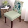 8PCS Dining Chair Covers Stretch Spandex Slipcovers Nautical Compass Seahorse Seaweed Removable Washable Dining Room Seat Cover Cushion Protector for Home Hotel Banquet Marine Life on Retro Paper view 2