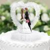 Abaodam Bride and Groom Cake Decoration Heart-shaped Ornament for Wedding Dessert Table Romantic and Gauze Adornment for Wedding Parties and Celebrations view 4
