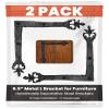 2 Pack 6.5" Metal L Bracket for Furniture - Black - Handmade Decorative Steel Brackets - Rustic Metal Corner Brackets for Front Doors, Gates, Garages, Tables & Cabinets - The Tuscan Series view 1
