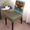 4PCS Dining Chair Covers Stretch Spandex Slipcovers Farm Rustic Western Star Removable Washable Dining Room Seat Cover Cushion Protector for Home Hotel Banquet Decor Retro Brown Teal Wooden Board view 2