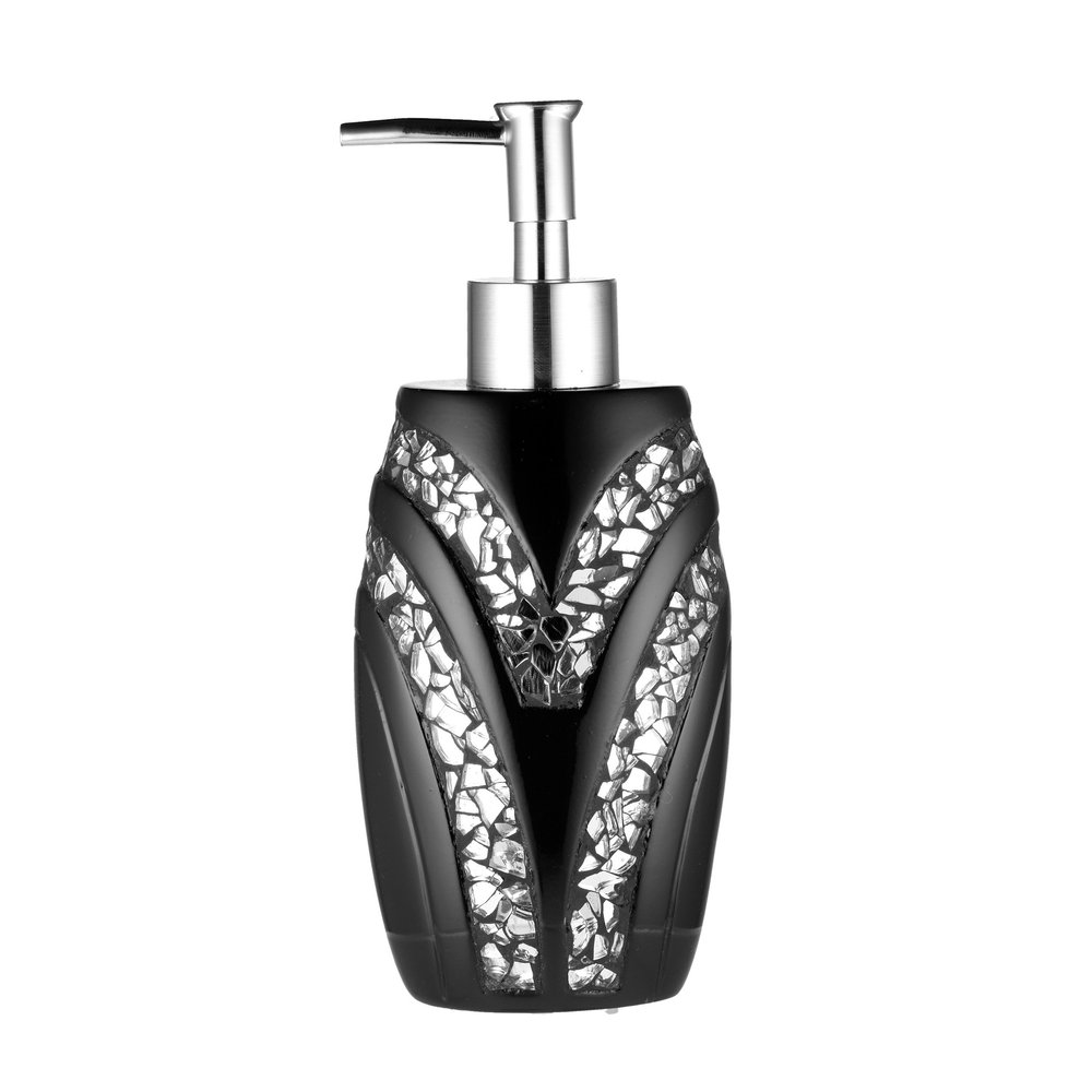 Zahari Home Sinatra Soap Dispenser/Lotion Pump Unique Design Bling Glass Mosaic Dcor, Black