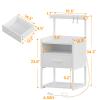 AOGLLATI Nightstand with Charging Station, Nightstand with Drawer and USB Ports, LED Night Stand for Bedroom, Bedside Table with Shelf, End Side Table Easy Assembly Edge Protection view 3