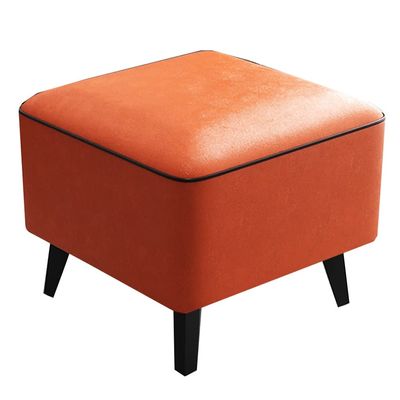 GIZNXBA Small Rectangle Foot Stool, PU Leather Footrest Ottoman for Couch, Modern Rectangle Footrest Small Step Stool Ottoman with Carbon Steel Legs for Living Room (Color : /Orange)
